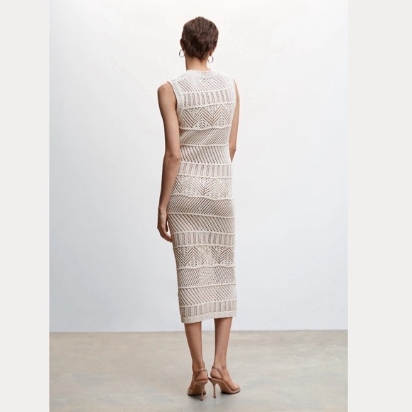 NWT Mango MNG Mock Neck Midi Knit Openwork Crochet Dress SOLD OUT ONLINE - Picture 12 of 16